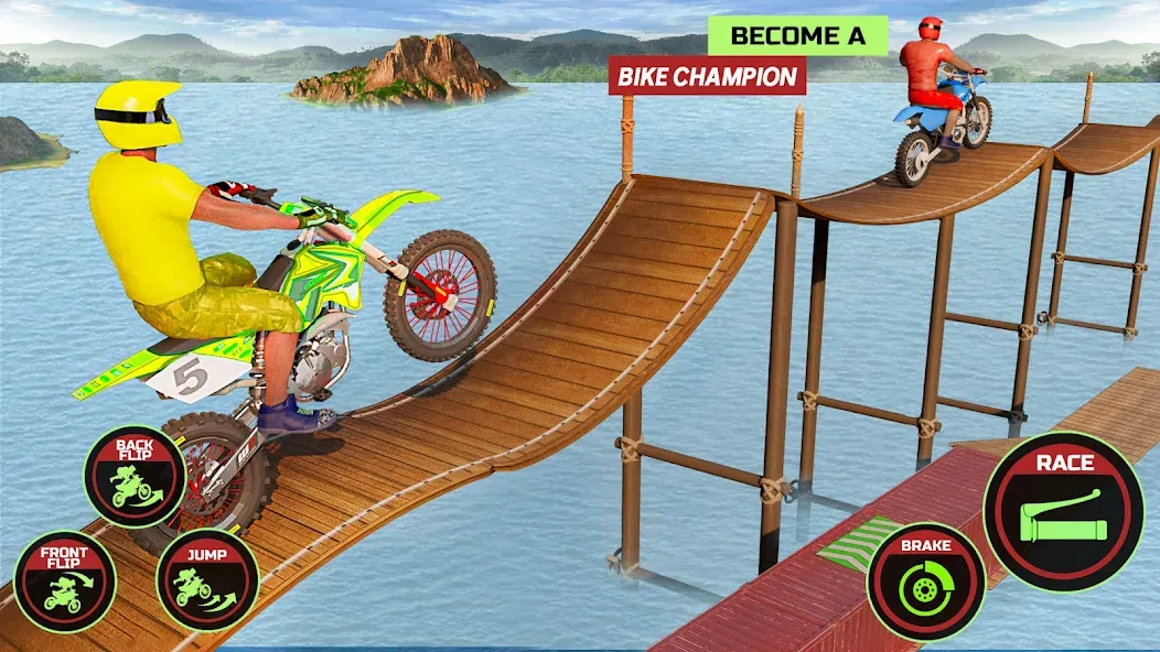 Motor Bike Stunt Racing Games MOD — Много денег на Андроид — скриншот 1
