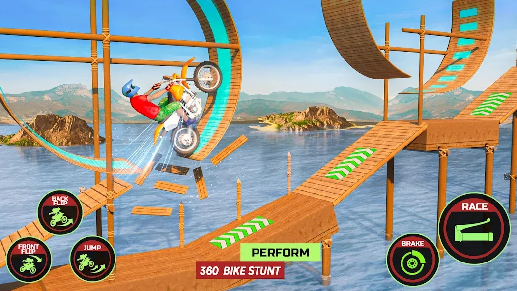 Motor Bike Stunt Racing Games MOD — Много денег на Андроид — скриншот 2