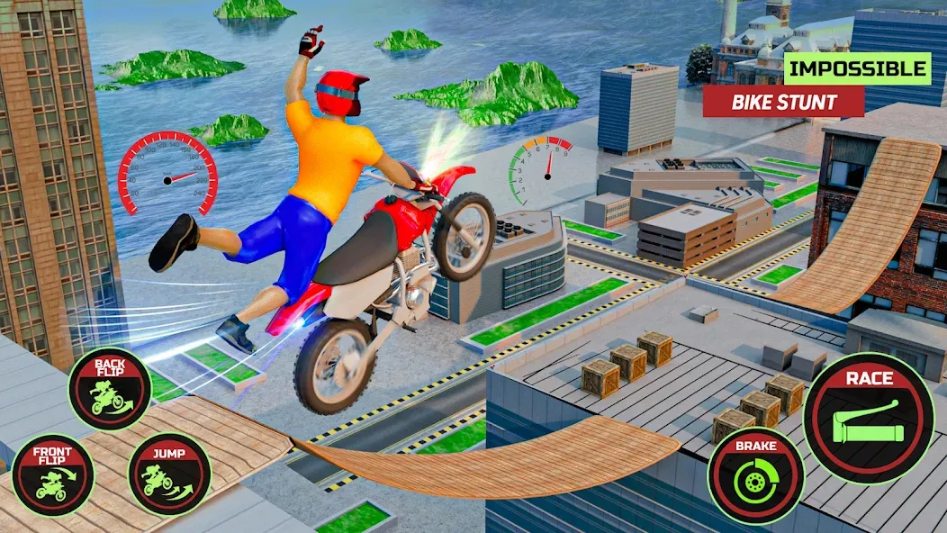 Motor Bike Stunt Racing Games MOD — Много денег на Андроид — скриншот 3
