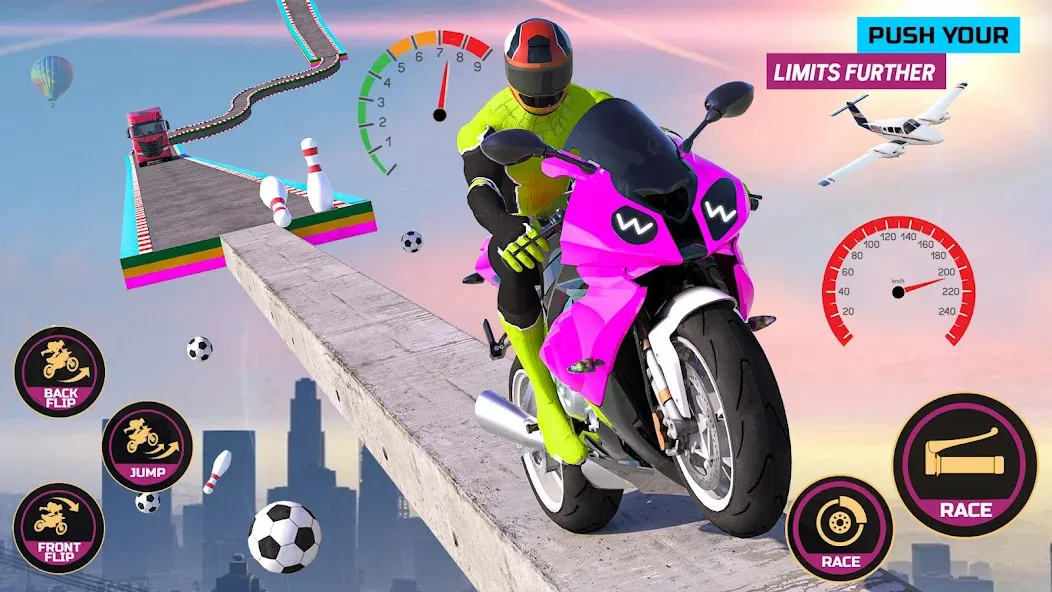 Racing Bike Stunt Games Master MOD — Много денег на Андроид — скриншот 1