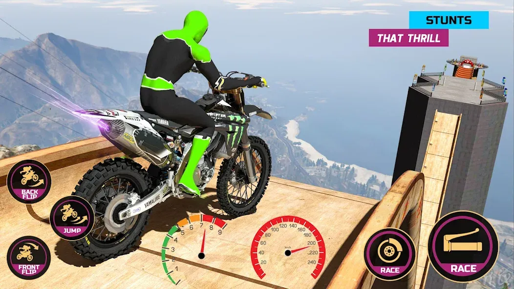 Racing Bike Stunt Games Master MOD — Много денег на Андроид — скриншот 2