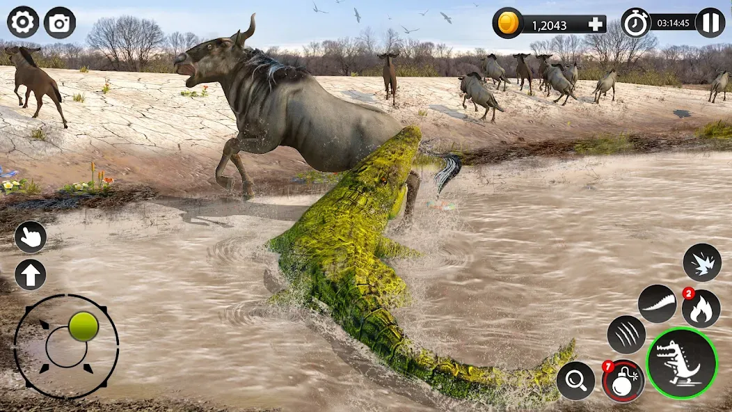 Hungry Animal Crocodile Games — Взломанная версия (Много денег) — скриншот 1