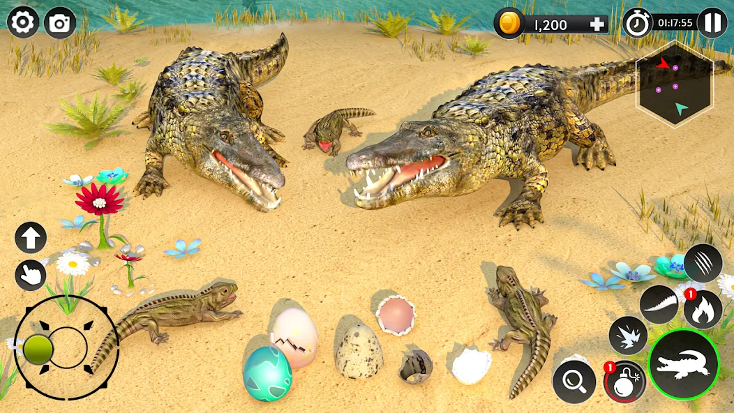 Hungry Animal Crocodile Games — Взломанная версия (Много денег) — скриншот 3