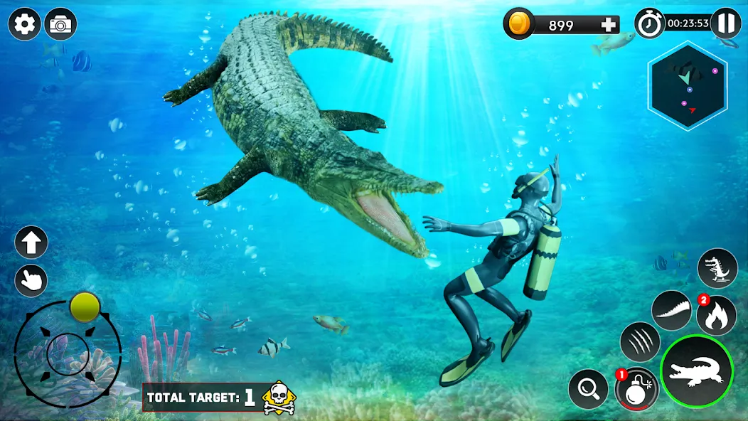 Hungry Animal Crocodile Games — Взломанная версия (Много денег) — скриншот 4