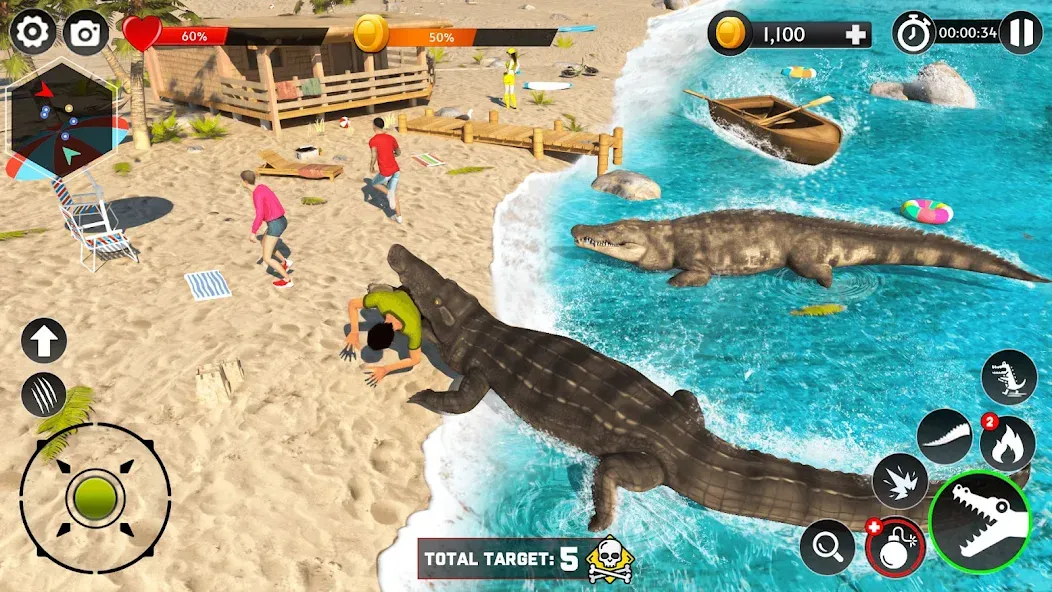 Hungry Animal Crocodile Games — Взломанная версия (Много денег) — скриншот 5