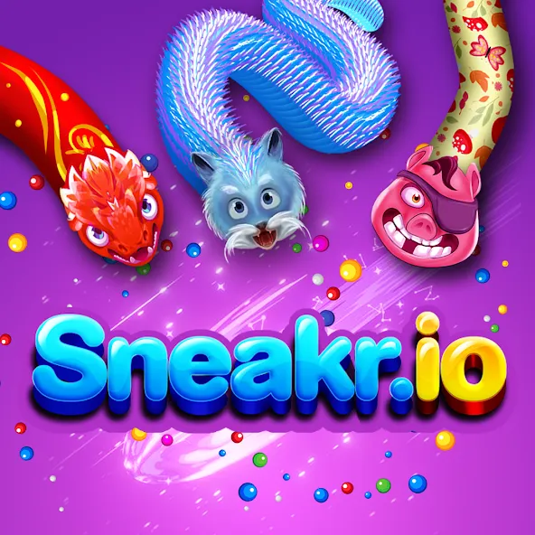 Скачать Sneak.io - Snake Game (Мод: Много денег и бессмертие) на Андроид — скриншот 1
