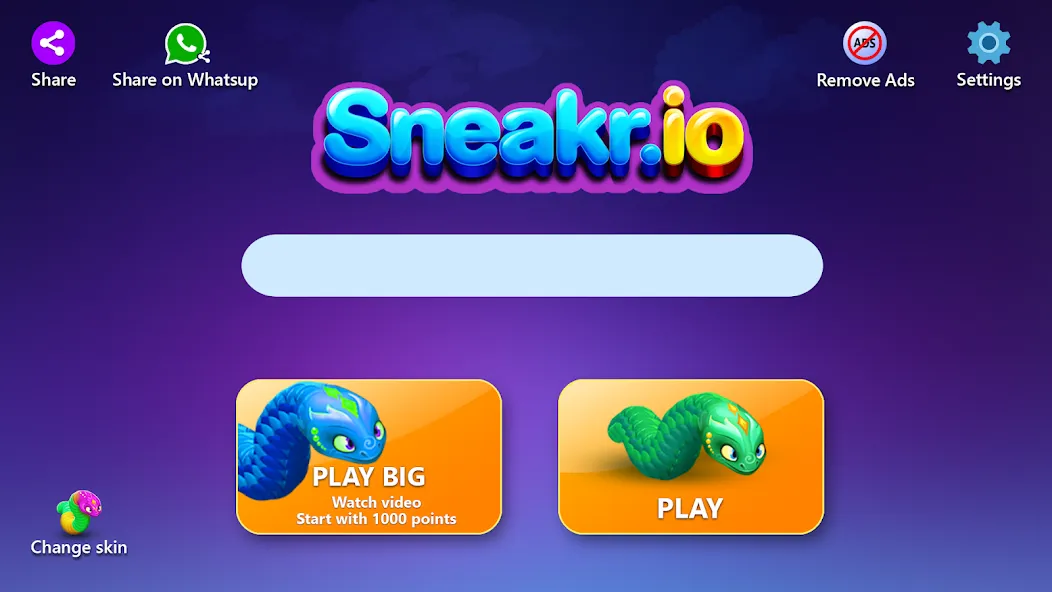 Скачать Sneak.io - Snake Game (Мод: Много денег и бессмертие) на Андроид — скриншот 5