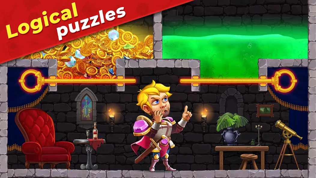 Скачать взлом Mr. Knight: Pin Puzzles на Андроид — Много денег — скриншот 3
