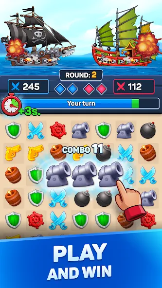 Скачать взлом Pirates & Puzzles:Ship Battles на Андроид — Много денег — скриншот 1 Скачать взлом Pirates & Puzzles:Ship Battles на Андроид — Много денег — скриншот 1