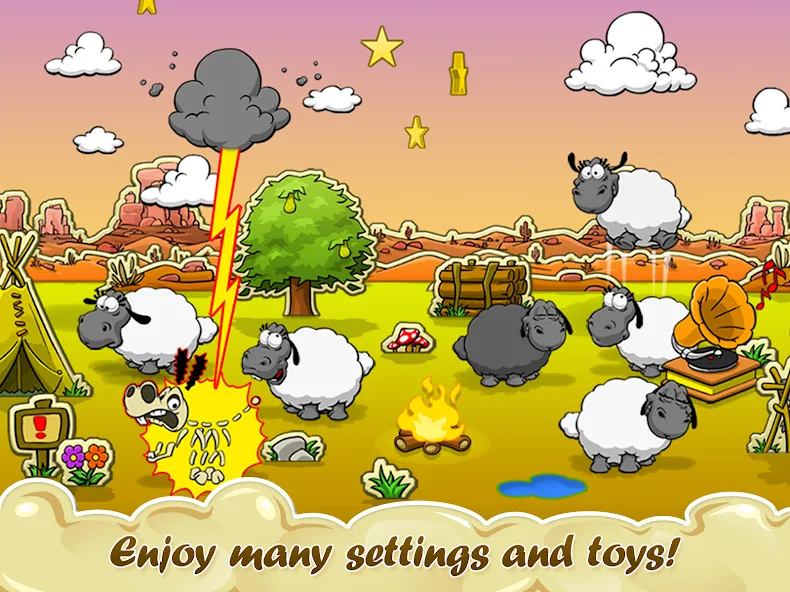 Clouds & Sheep MOD APK на Android — Много денег и бесконечные кристаллы — скриншот 3