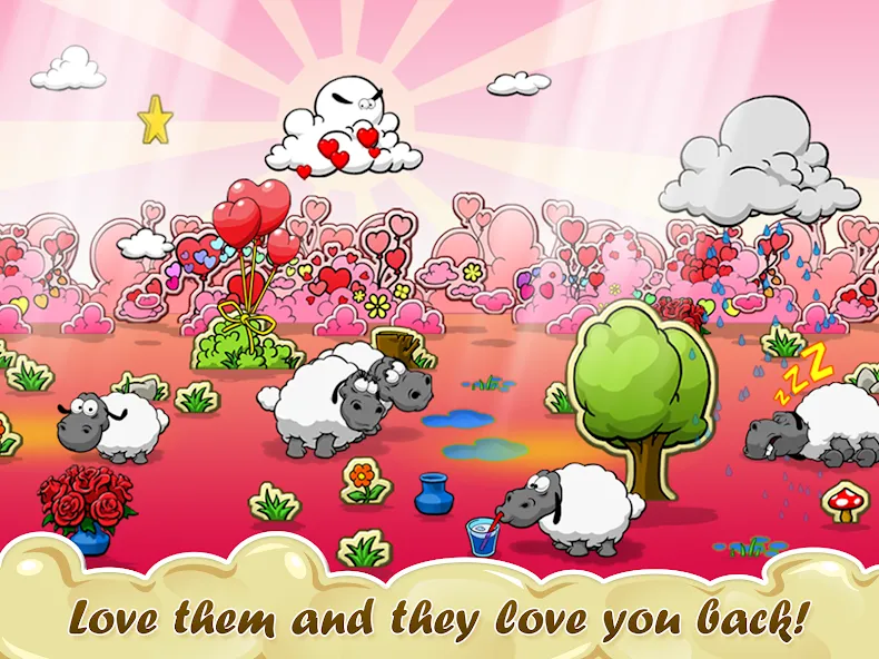 Clouds & Sheep MOD APK на Android — Много денег и бесконечные кристаллы — скриншот 5