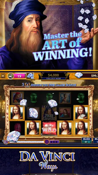 Скачать взлом Da Vinci Diamonds Casino – Bes на Андроид — Много денег — скриншот 2