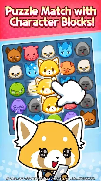 Скачать взлом Aggretsuko : Match 3 Puzzle на Андроид — Много алмазов и денег — скриншот 1