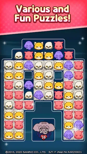 Скачать взлом Aggretsuko : Match 3 Puzzle на Андроид — Много алмазов и денег — скриншот 4