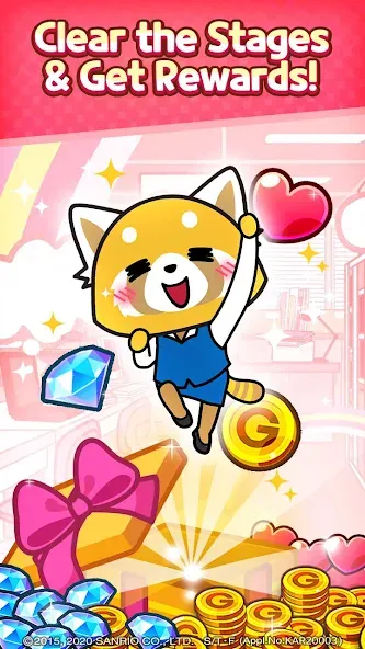Скачать взлом Aggretsuko : Match 3 Puzzle на Андроид — Много алмазов и денег — скриншот 5