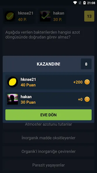 Biyoloji Quiz - PvP Online на Андроид — Мод Все ответы открыты и нет рекламы — скриншот 3