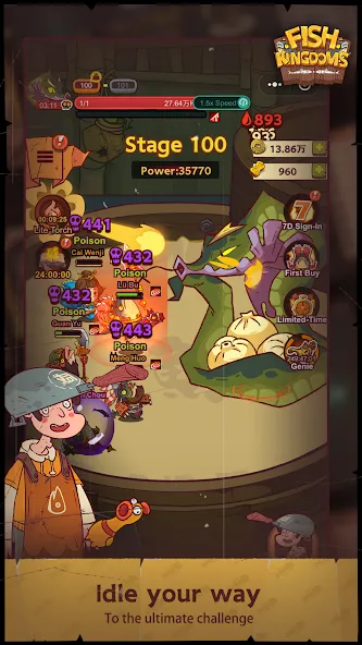 Скачать взломанную Fish Kingdoms: Idle Arena — Много денег — скриншот 4