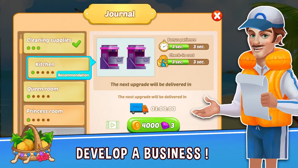 Hotel Empire Fever MOD APK на Android — Много денег и алмазов — скриншот 5