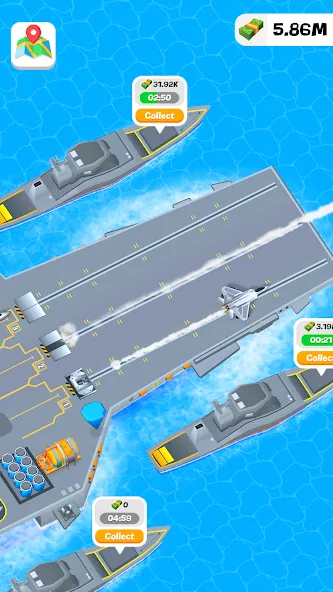 Скачать Idle Aircraft Carrier — Последняя версия (Много денег) — скриншот 3