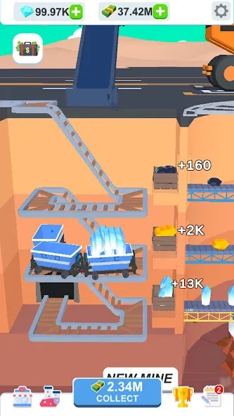 Idle Dig Factory MOD APK — Много денег и алмазов — скриншот 3