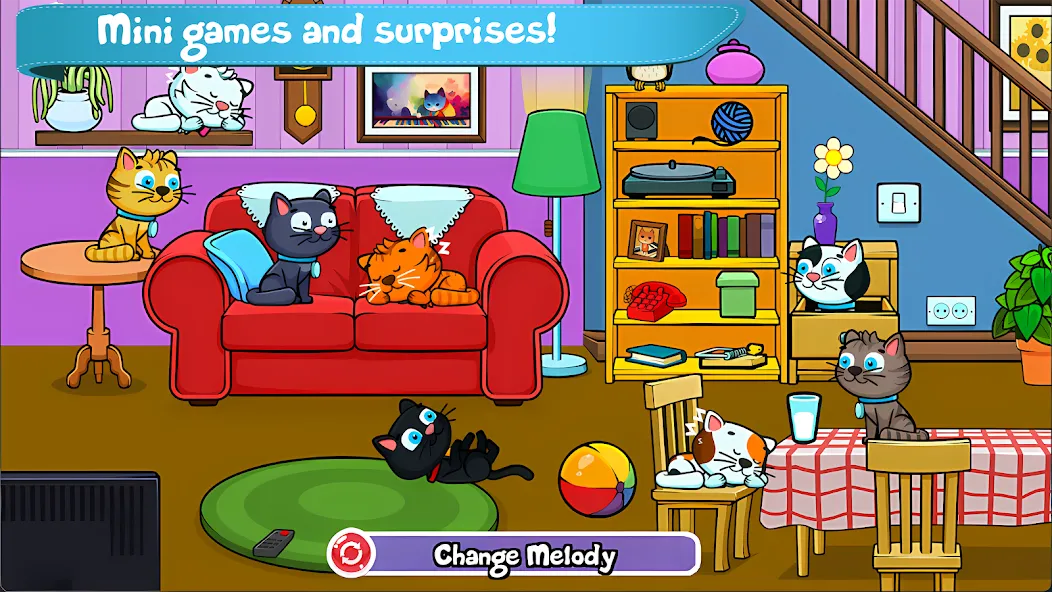 Cat Piano Meow - Sounds & Game — Все коты и звуки разблокированы — скриншот 2