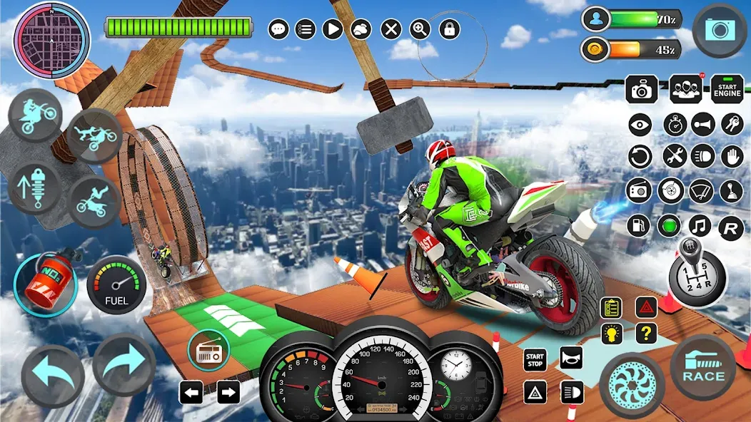 Mega Ramp Bike Stunts Games 3D MOD APK — Много денег — скриншот 2