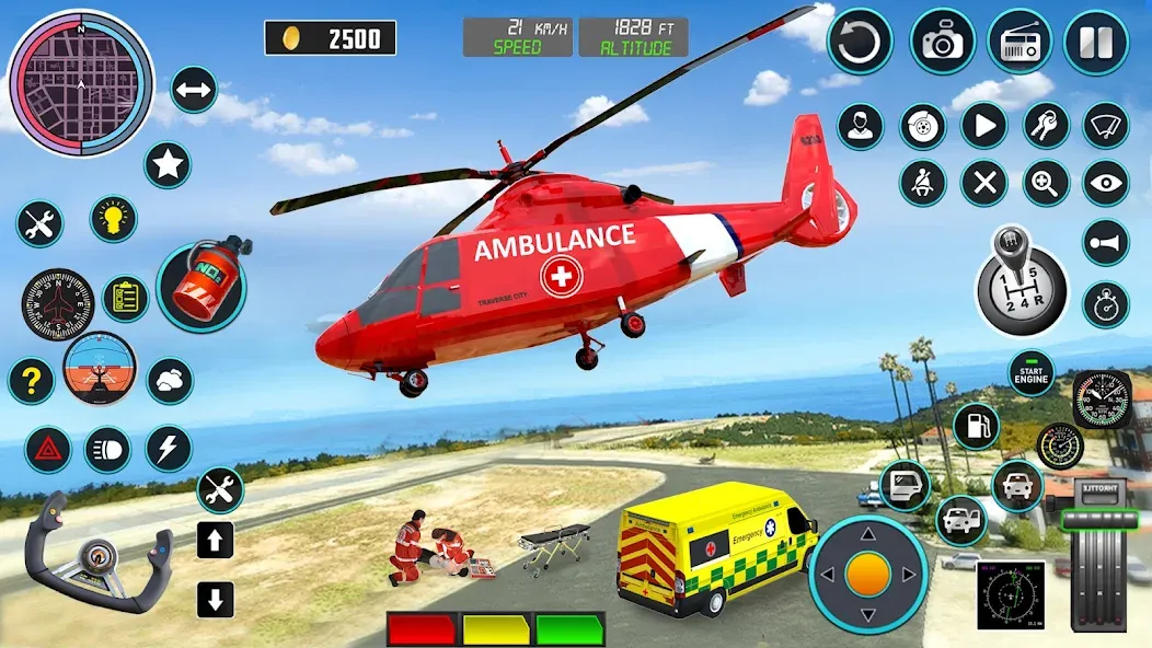 Скачать Heli Ambulance Simulator Game (Мод: Много денег) на Андроид — скриншот 2