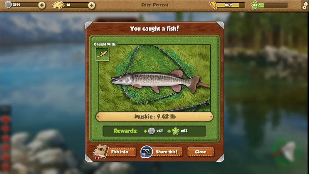 Скачать взлом Fishing World на Андроид — Много денег — скриншот 2