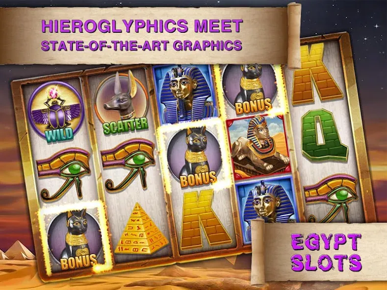 Скачать взломанную Egypt Slots Casino Machines — Много денег — скриншот 3