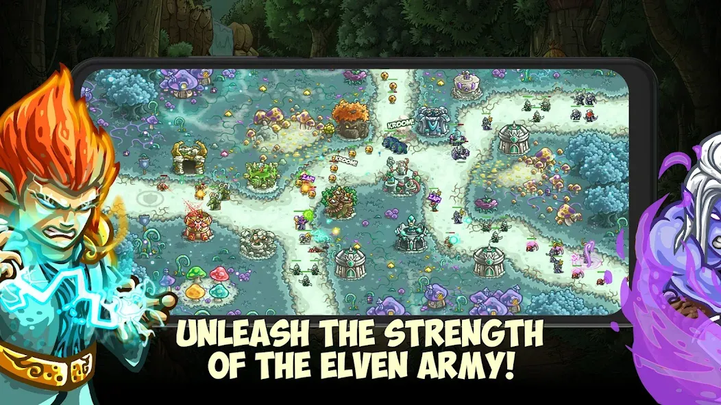Kingdom Rush Origins TD MOD APK — Много денег и кристаллов — скриншот 2