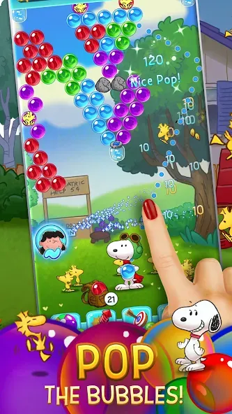 Bubble Shooter - Snoopy POP! MOD APK на Android — Много жизней и золота — скриншот 1