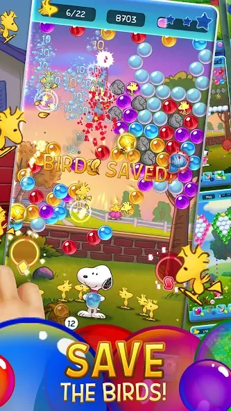 Bubble Shooter - Snoopy POP! MOD APK на Android — Много жизней и золота — скриншот 2