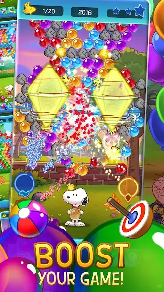 Bubble Shooter - Snoopy POP! MOD APK на Android — Много жизней и золота — скриншот 4