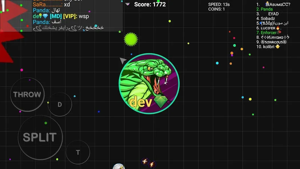 Взломанная Blob.io - Multiplayer io games на Андроид — Бессмертие и масса — скриншот 1
