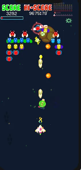 Galaxiga Retro Arcade Action MOD APK — Много денег и кристаллов — скриншот 3