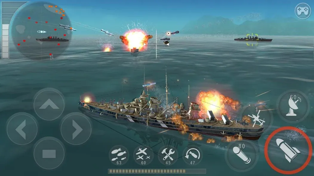 Скачать WARSHIP BATTLE:3D World War II на Андроид — Много денег и золото — скриншот 1