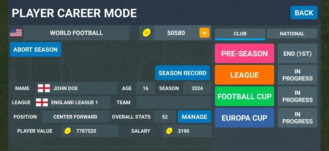 World Football Simulator — Много денег — скриншот 5