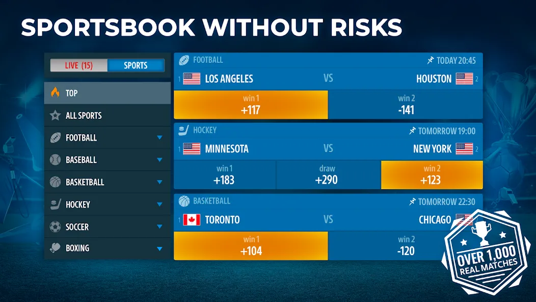 Взломанная Sportsbook by Pokerist на Андроид — Много денег — скриншот 1