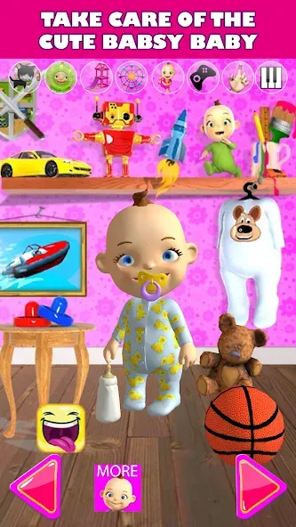 Talking Babsy Baby MOD — Много денег и всё открыто на Андроид — скриншот 1