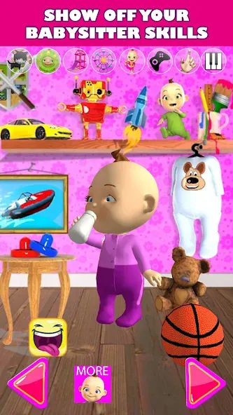 Talking Babsy Baby MOD — Много денег и всё открыто на Андроид — скриншот 4