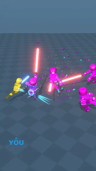 Взлом Block Gladiator 3D: sword duel — Много денег и бессмертие — скриншот 1