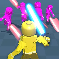 Взлом Block Gladiator 3D: sword duel — Много денег и бессмертие