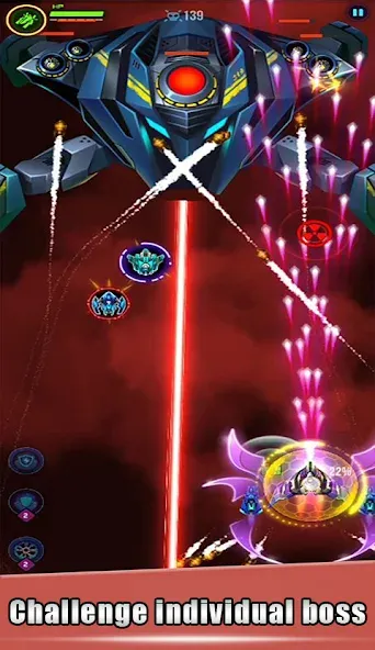 Galaxy Attack - space shooting MOD APK на Android — Много денег и кристаллов — скриншот 2 Galaxy Attack - space shooting MOD APK на Android — Много денег и кристаллов — скриншот 2