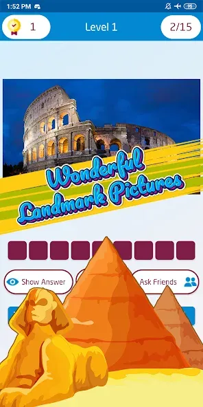 Guess the famous place на Андроид — Бесконечные подсказки — скриншот 4