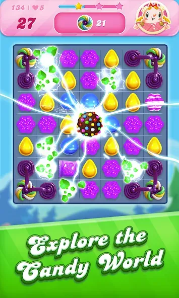 Скачать взломанную Candy Crush Saga — Много жизней и ходов — скриншот 1