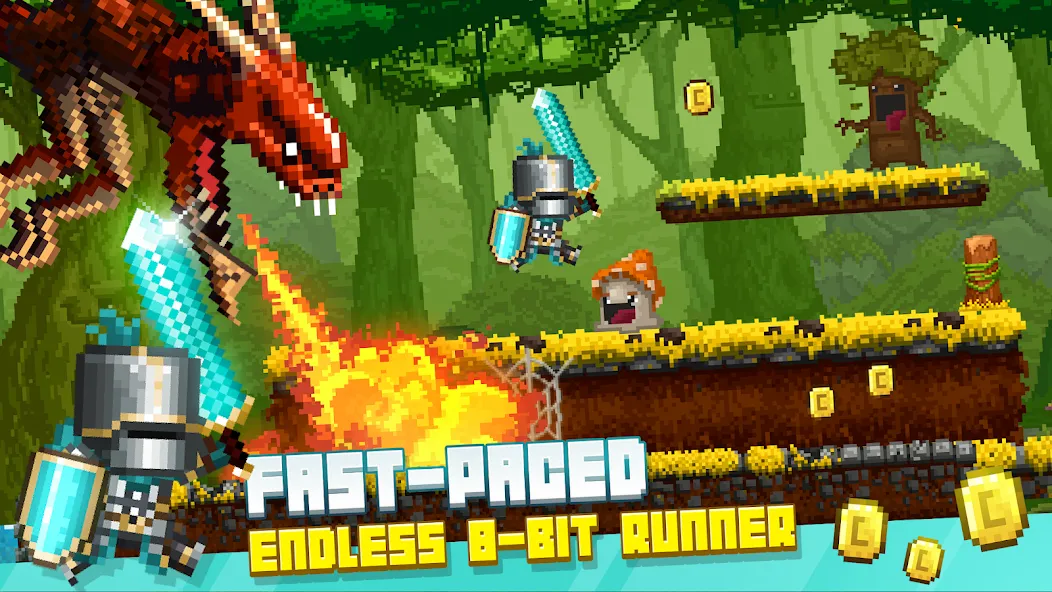 Bit Heroes Runner: Pixel Blitz MOD — Много денег на Андроид — скриншот 1