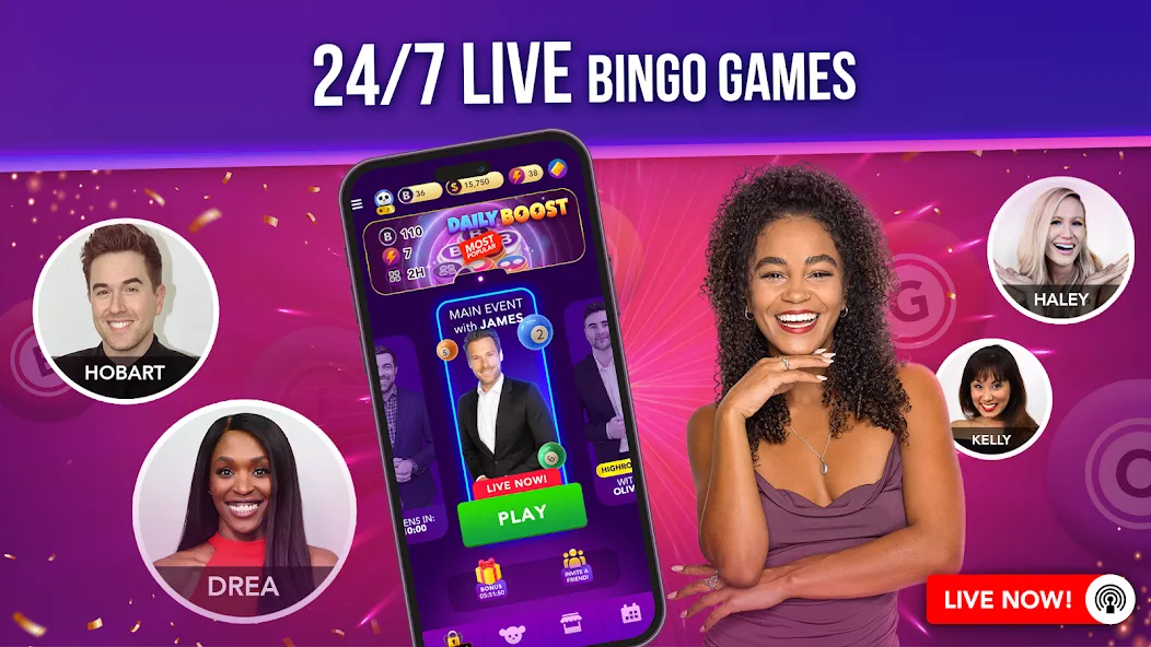 Скачать взлом Live Play Bingo: Real Hosts на Андроид — Много денег — скриншот 3 Скачать взлом Live Play Bingo: Real Hosts на Андроид — Много денег — скриншот 3