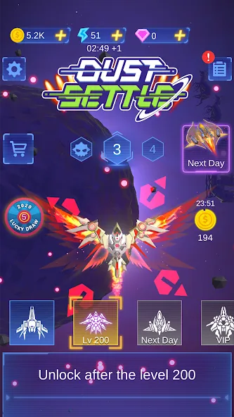 Dust Settle 3D - Galaxy Attack — Мод: Много денег и бесконечные патроны — скриншот 1