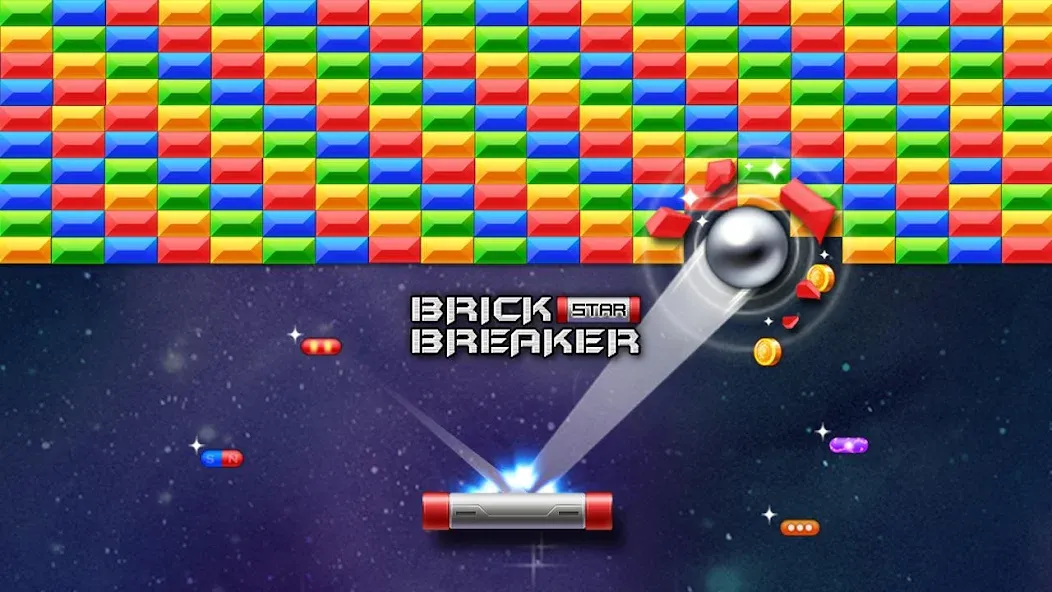 Взломанная Brick Breaker Star: Space King на Андроид — Много денег — скриншот 1