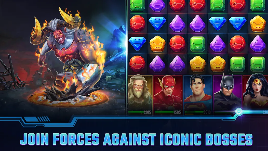DC Heroes & Villains: Match 3 — Взломанная версия (Много денег) — скриншот 4 DC Heroes & Villains: Match 3 — Взломанная версия (Много денег) — скриншот 4